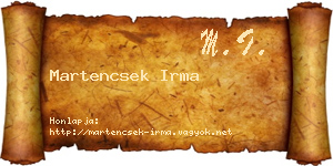 Martencsek Irma névjegykártya